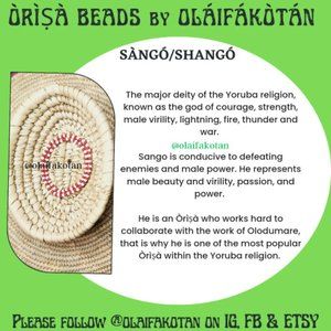 Ifa Orisa SANGO BRACELET by Olaifakotan (White/Red - Sango beads)